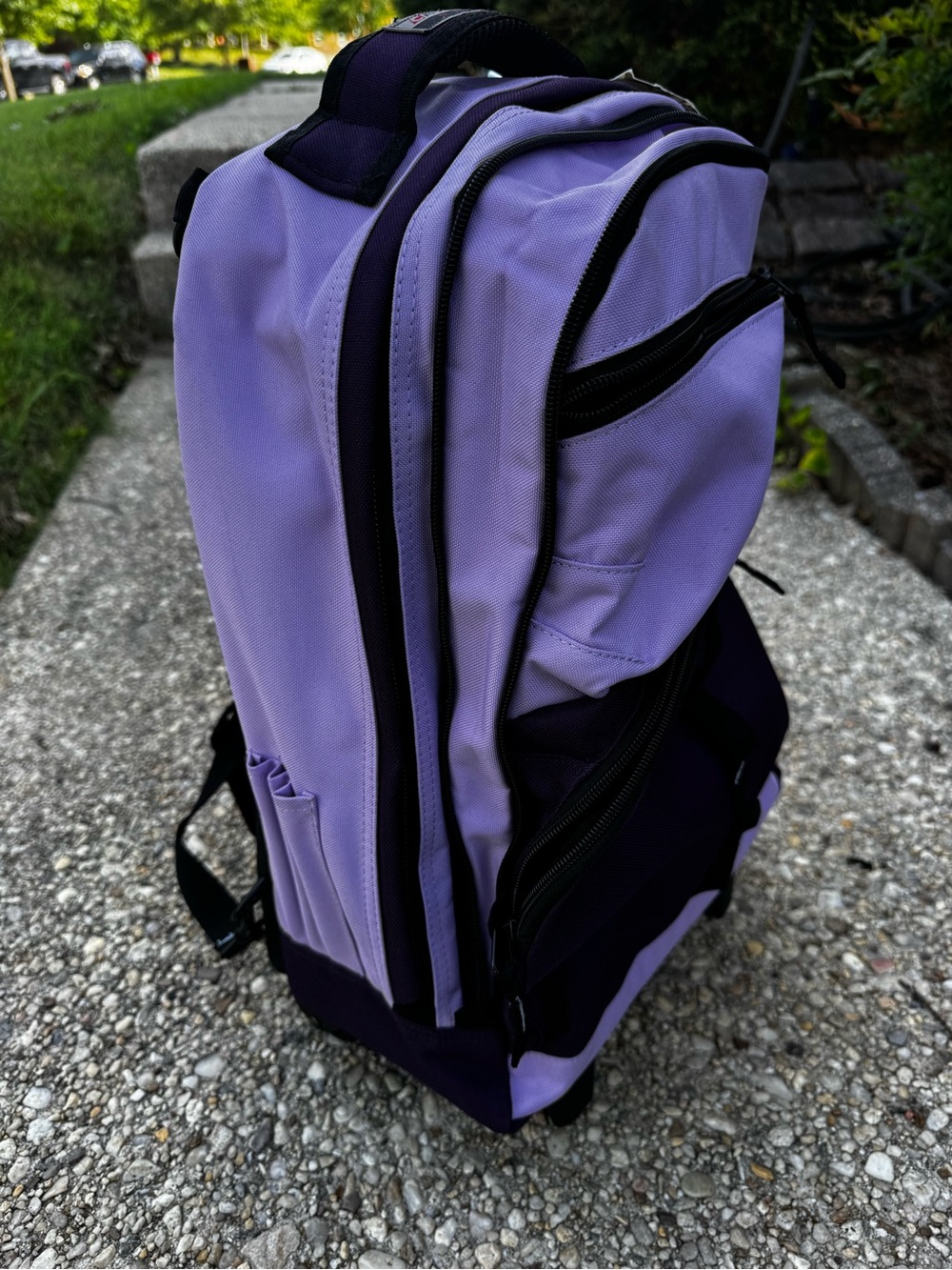 Casual Gear Purple Rolling Laptop Backpack with Dual-Tone Design - Picture 10 of 13